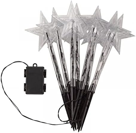 Marco Paul Novelty Set of 8, Christmas Star Stakes Lights at 35cm with 40 LED's - Outdoor Decorations, Battery Operated Christmas Lights for Garden Pathway, Lawn