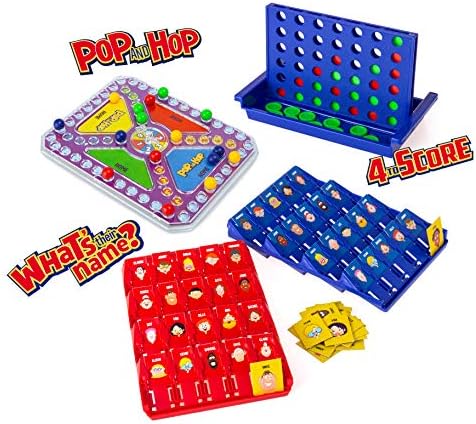 abeec 3 in 1 Travel Games - Board Games For Kids - Pop And Hop, Four To Score And What’s Their Name – Pocket Games - Holiday Essentials