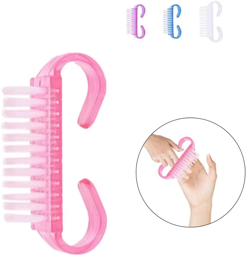 Lmyzcbzl Nail Brush, 4 Pcs Plastic Clean Brush, Hand Scrubbing Cleaning Brush, with Plastic Handle, for Cleaning Nails (Purple, Pink, Blue, Transparent)