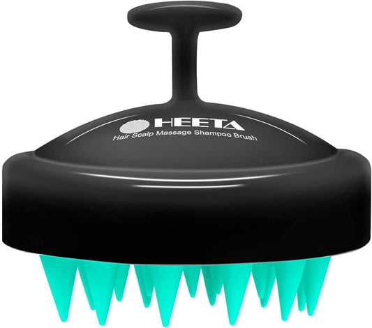 HEETA Scalp Massager Hair Growth, Shampoo Brush with Soft Silicone Bristles for Hair Care and Head Relaxation, Ergonomic Scalp for Women/Men/Pet-Black&Turquoise