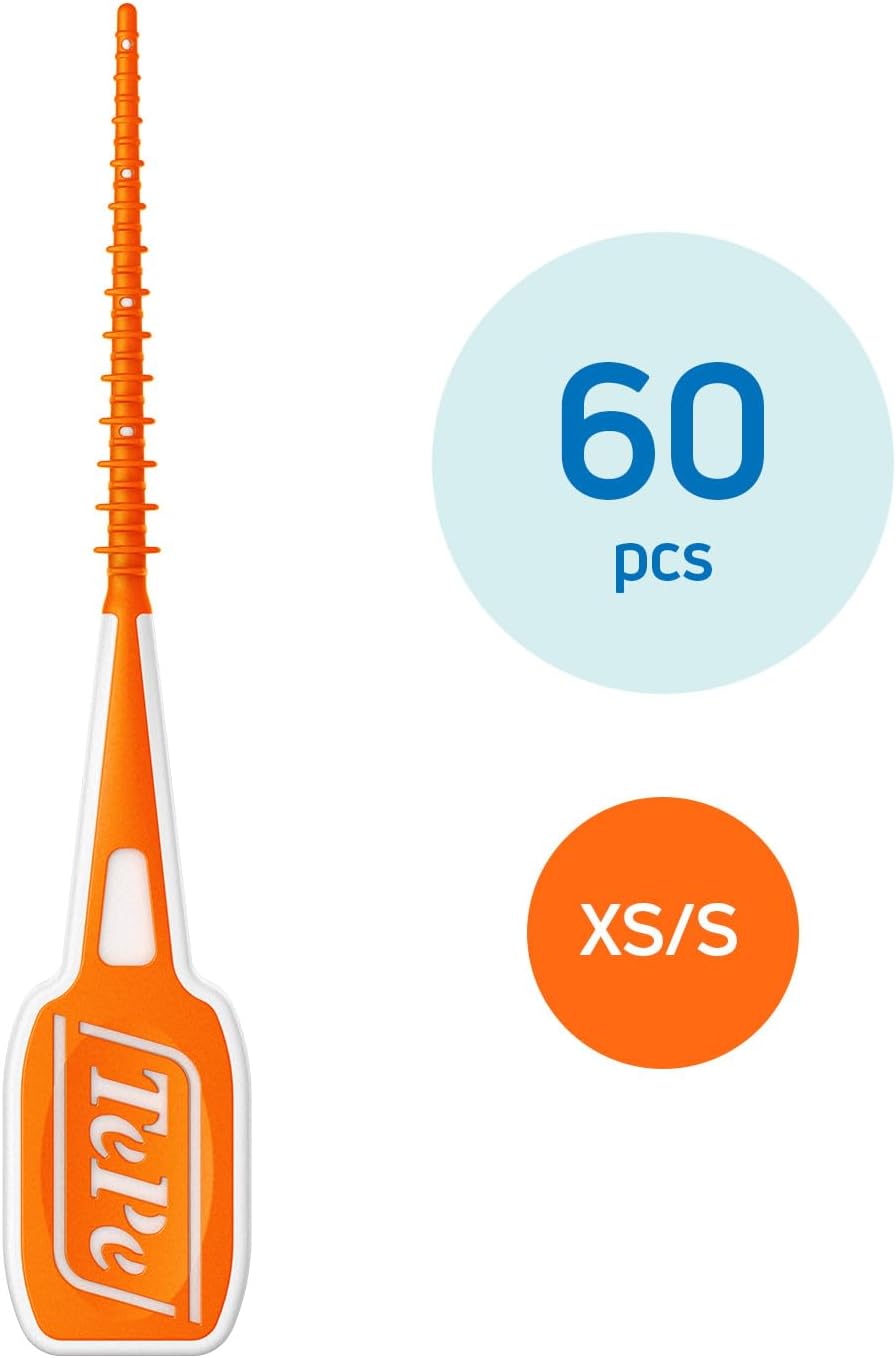 TePe EasyPick Toothpicks, Orange, ISO XS-S, 60pcs, Dental Plaque Removal Tool, efficient and Easy Cleaning Between The Teeth, toothpicks for Narrow Gaps