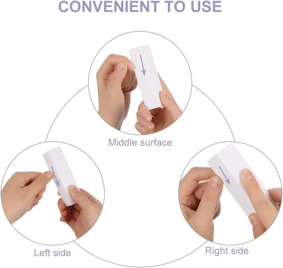 Metagio 10 Pcs Professional Salon Nail Buffer Sanding Block - White, Finger Manicure Pedicure Tools for Home and Salon Use (95*25*25MM)