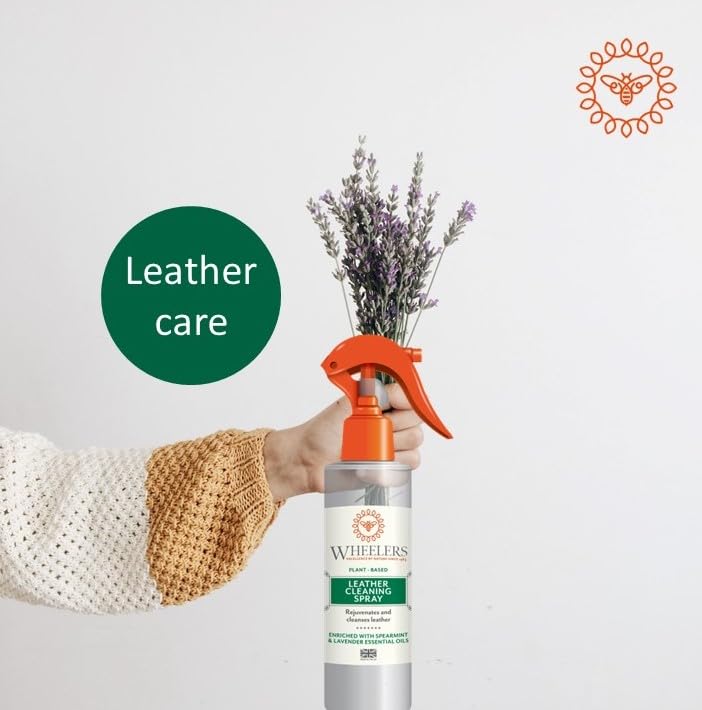 Wheelers Leather Cleaning Spray, 300ml – Rejuvenates & Cleans Leather, Nourished with Essential Oils, Ideal for Furniture Automotive Luggage Shoes Handbags Gloves & More