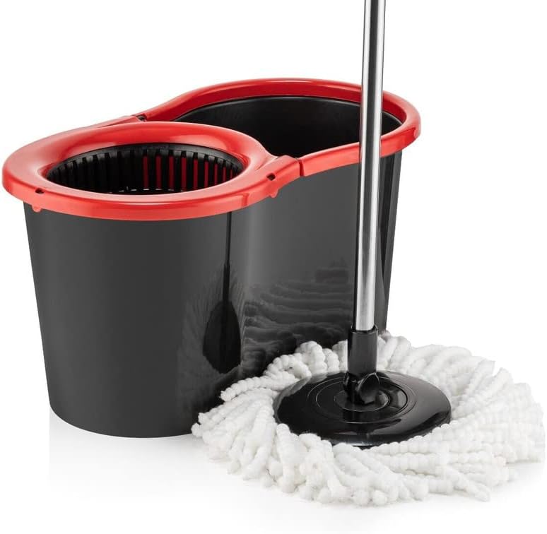 Requisite Needs Smart mop cleaning set – Black edition – Anti-splashing Strong And Sturdy Material – Easy Floor Moping System – 1x Bucket + 3 Replacement Mop Heads – 13 Liter (Mop + Bucket)