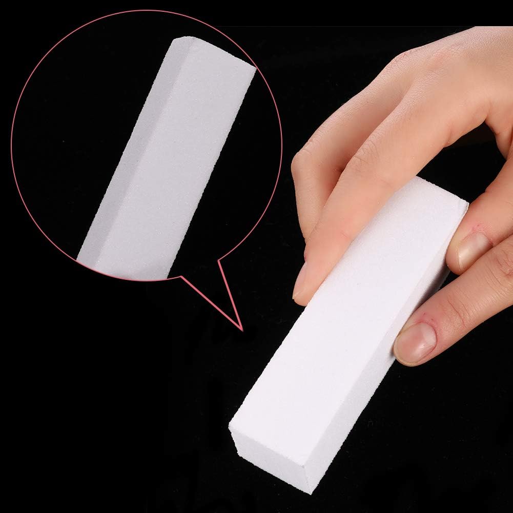 Metagio 10 Pcs Professional Salon Nail Buffer Sanding Block - White, Finger Manicure Pedicure Tools for Home and Salon Use (95*25*25MM)