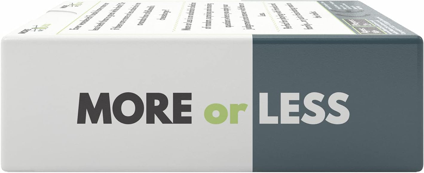 More or Less First Edition Card Game - How Good Is Your Judgement? 2 Players + | Travel & Pocket Card Game for Kids, Teens & Adults | Play Anywhere