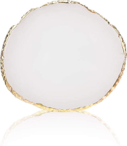 Ouligay Resin Nail Art Palette Gold Nail Colour Display Nail Polish Color Mixing Palette for Diy Nail Tech Supplies (White)