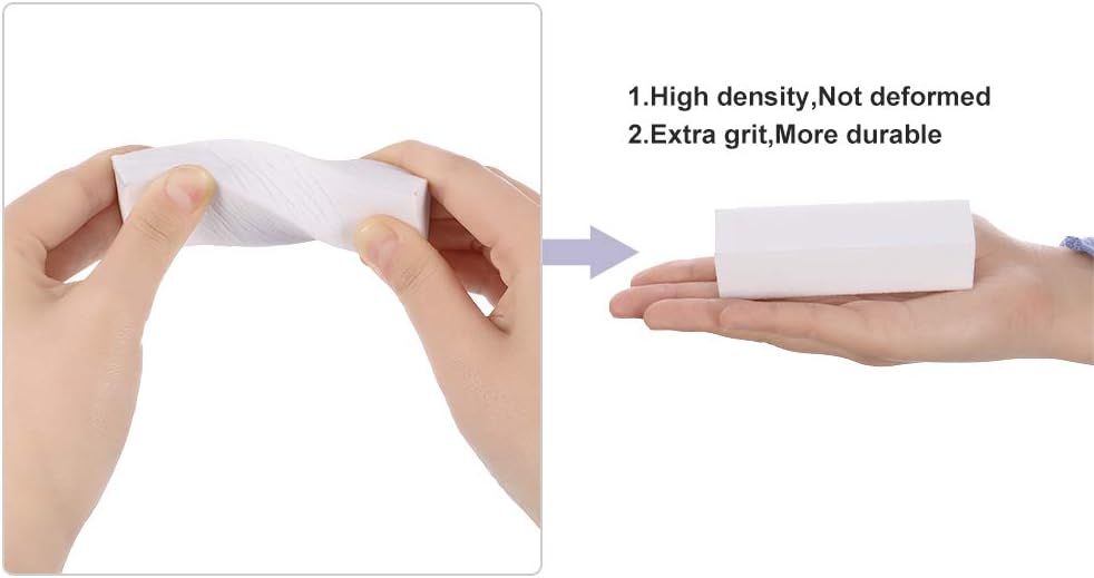Metagio 10 Pcs Professional Salon Nail Buffer Sanding Block - White, Finger Manicure Pedicure Tools for Home and Salon Use (95*25*25MM)