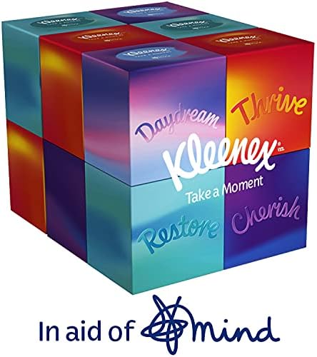 Kleenex® Take a Moment Collection Tissues - 12 Cube Tissue Boxes - in Aid of Mind - Contains 4 Different Designs