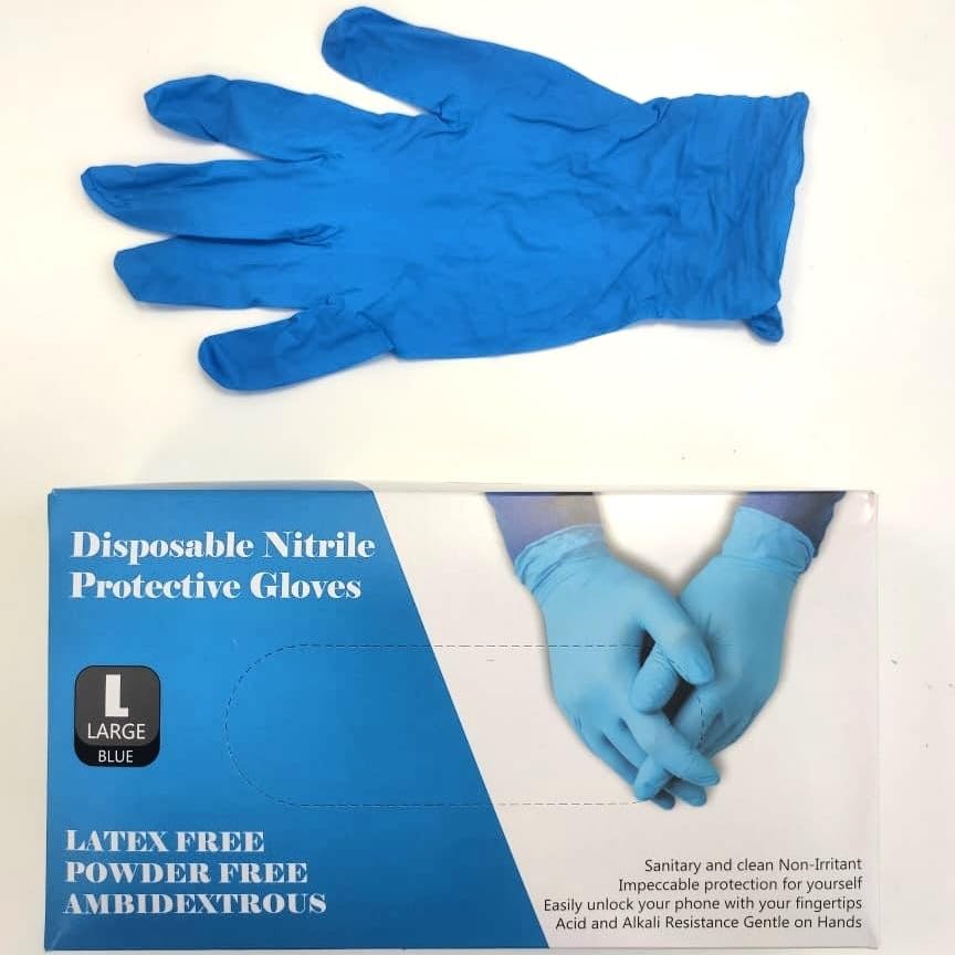 Disposable Gloves - Latex-Free Nitrile Gloves, Pack of 100, Powder-Free, Food Safe, Medical Grade (Large, Blue)
