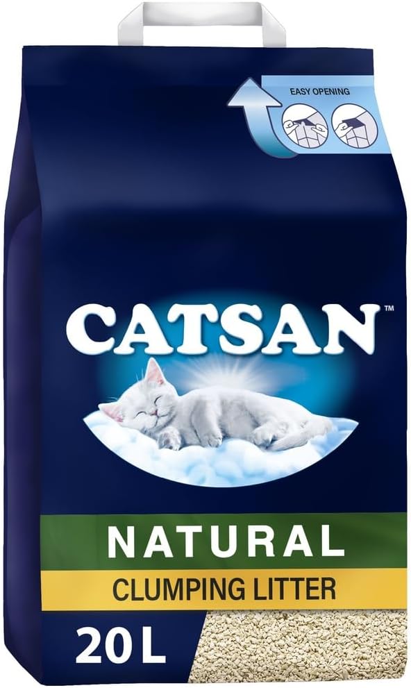 CATSAN - Natural Clumping Cat Litter - 20 L - Biodegradable Extra Absorbent - No Smell - Bulk Cat Litter