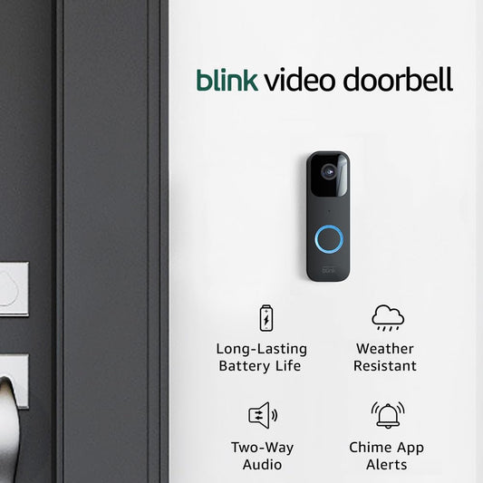 Blink Video Doorbell | Two-way audio, HD video, long-lasting battery life, motion detection, chime app alerts, Works with Alexa (Black)