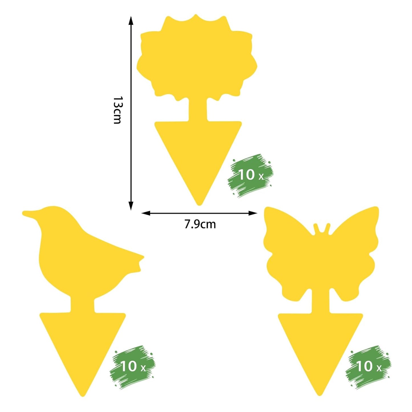 aonova Fruit Fly Traps, Pack 30 Yellow Double-sided Fungus Gnat Sticky Catcher for Plants Indoor and Outdoor Insects Fly Control - Non-Toxic, Waterproof