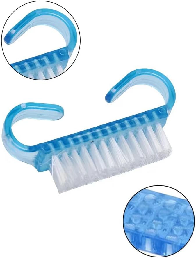 Lmyzcbzl Nail Brush, 4 Pcs Plastic Clean Brush, Hand Scrubbing Cleaning Brush, with Plastic Handle, for Cleaning Nails (Purple, Pink, Blue, Transparent)