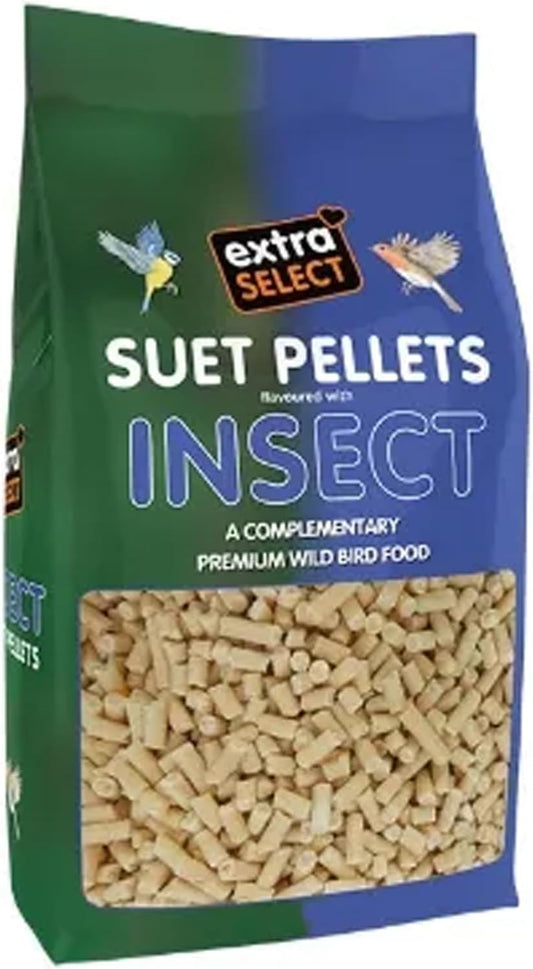 Extra Select Insect High Energy Suet Pellets Wild Bird Food - Protein, Fat Rich Year-Round Feeding - 3 kg Refill