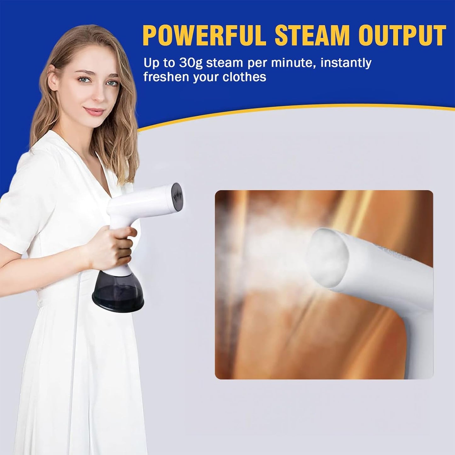 Rolipo Clothes Steamer, Handheld Garment Steamer for Clothes, 30g/min Powerful Steam, 400ml Water Tank, 2.1m Cord, Portable Steamer for Home, Travel and Office