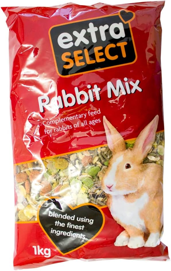 Extra Select Premium Rabbit Mix - Muesli, Rabbit Nuggets, Peaflakes,and Forage with Vitamins & Minerals - 1kg