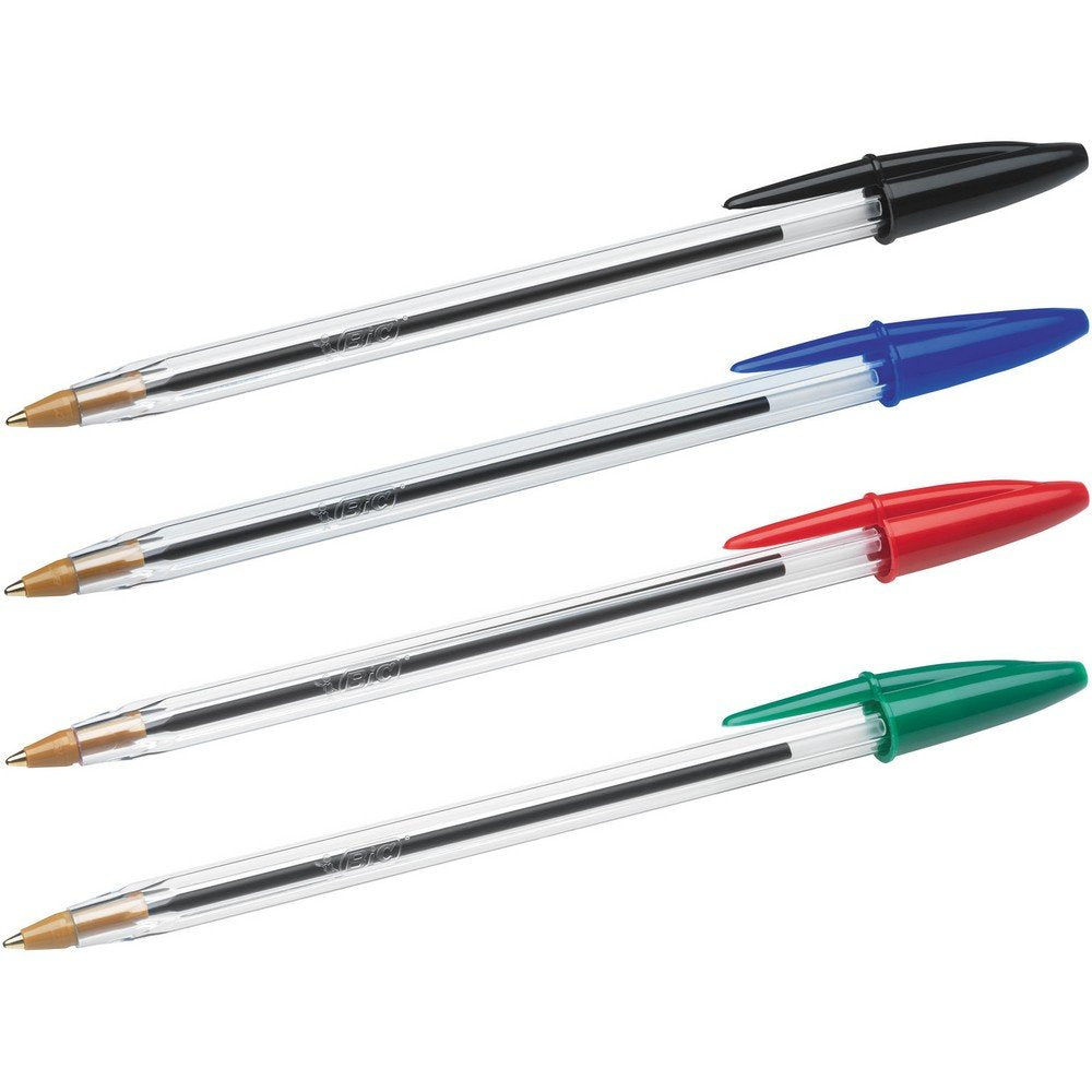BIC Cristal Original Ballpoint , Comfortable Biro Pens, Medium Point (1.0mm), Assorted Colours, Pack of 10