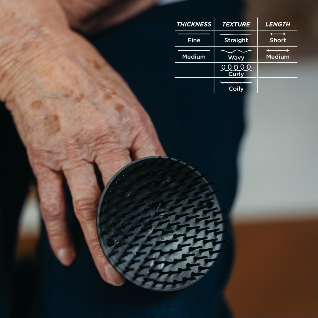 Jack Dean by Denman (Black) Scalp Massager and Detangling Hair Brush for Thick or Thin Hair, Curly or Straight Hair - Use in the Shower or Bath - Head and Beard Scrubber - For Women and Men, D6