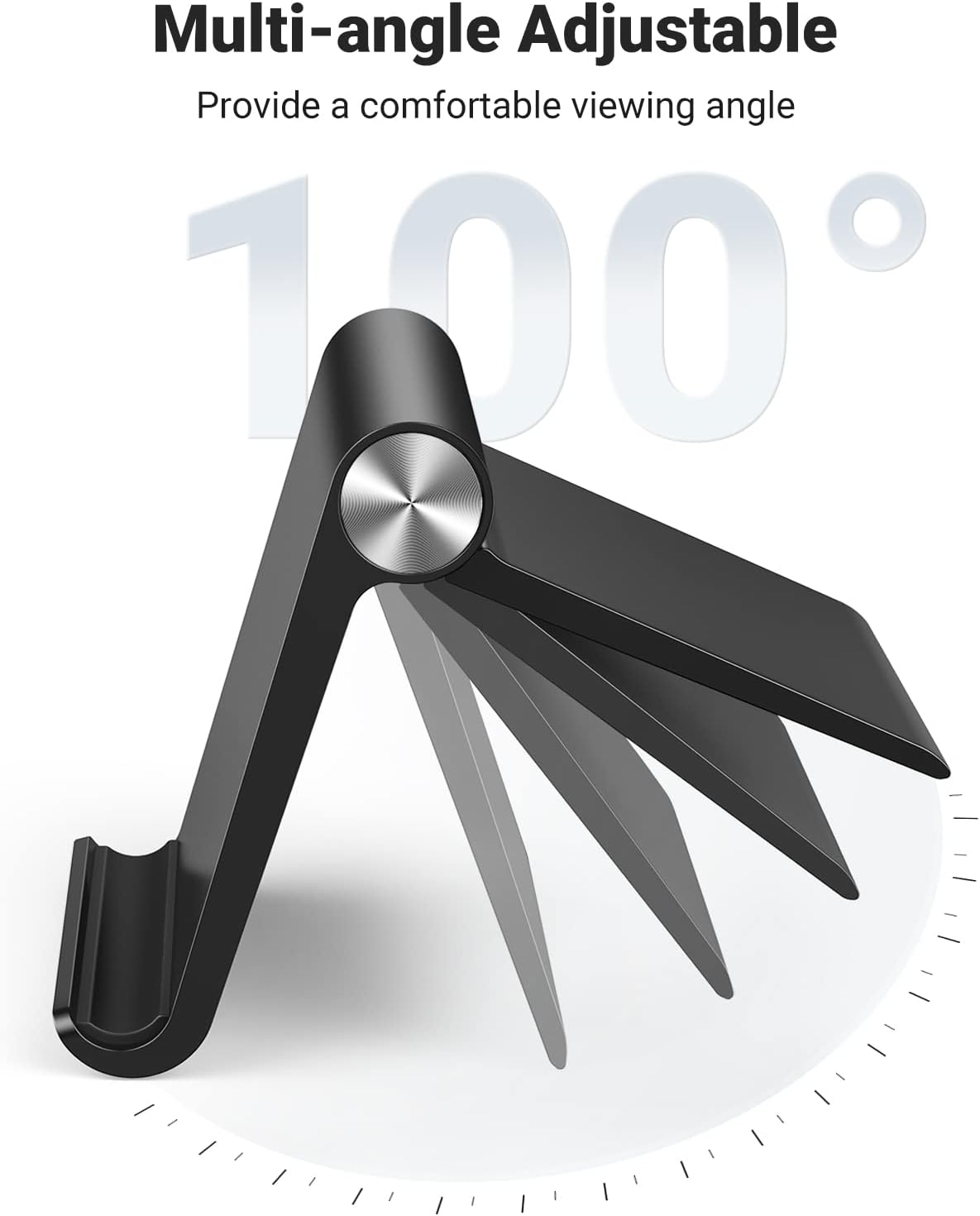 UGREEN iPad Stand Tablet Desk Holder Foldable Adjustable Portable Travel Mount Video Call Compatible with iPad Pro 13 2024 12.9 11/Air/Mini/10th 10.9,iPhone 16 15,Galaxy Tab A8 A9+,Surface Go(Black)