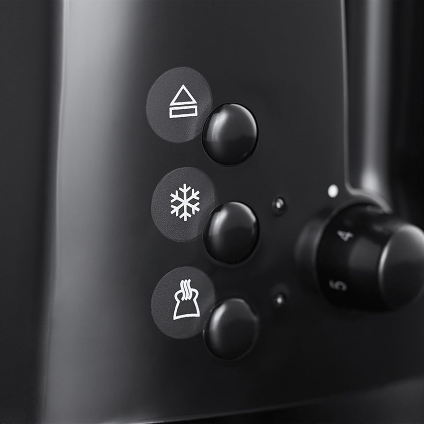 Russell Hobbs Textures 2 Slice Toaster (Extra Wide Slots, 6 Browning levels, Frozen, cancel & reheat function with indicator lights, Removable crumb tray, 850W, Black matt & high gloss finish)