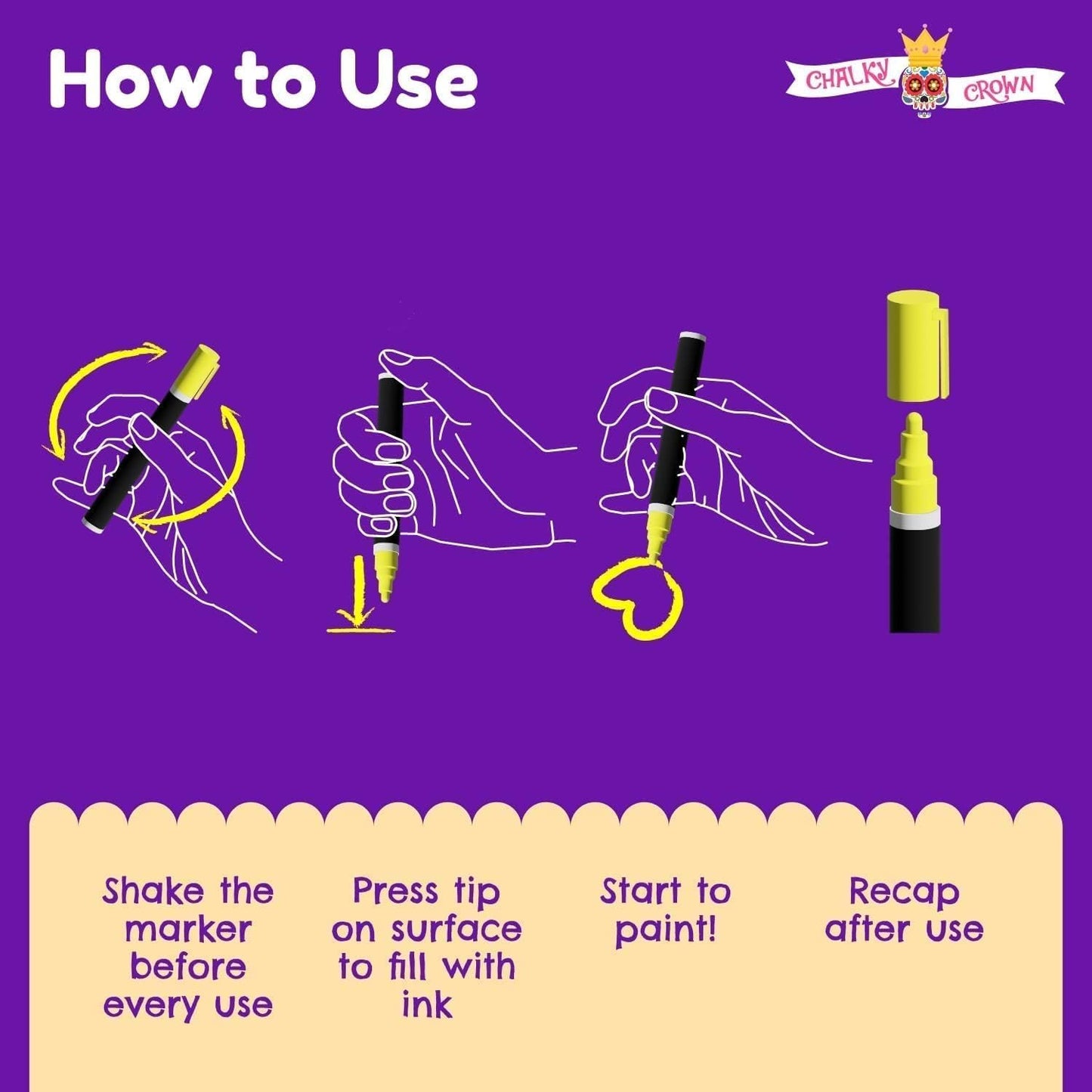 Chalky Crown - Chalk Pens - Liquid Chalk Markers - Dry Erase Marker Pens - Chalk Markers for Chalkboards, Signs, Windows, Blackboard - 24 Chalkboard Labels Included - 8 Pack, Multicolored, 6mm