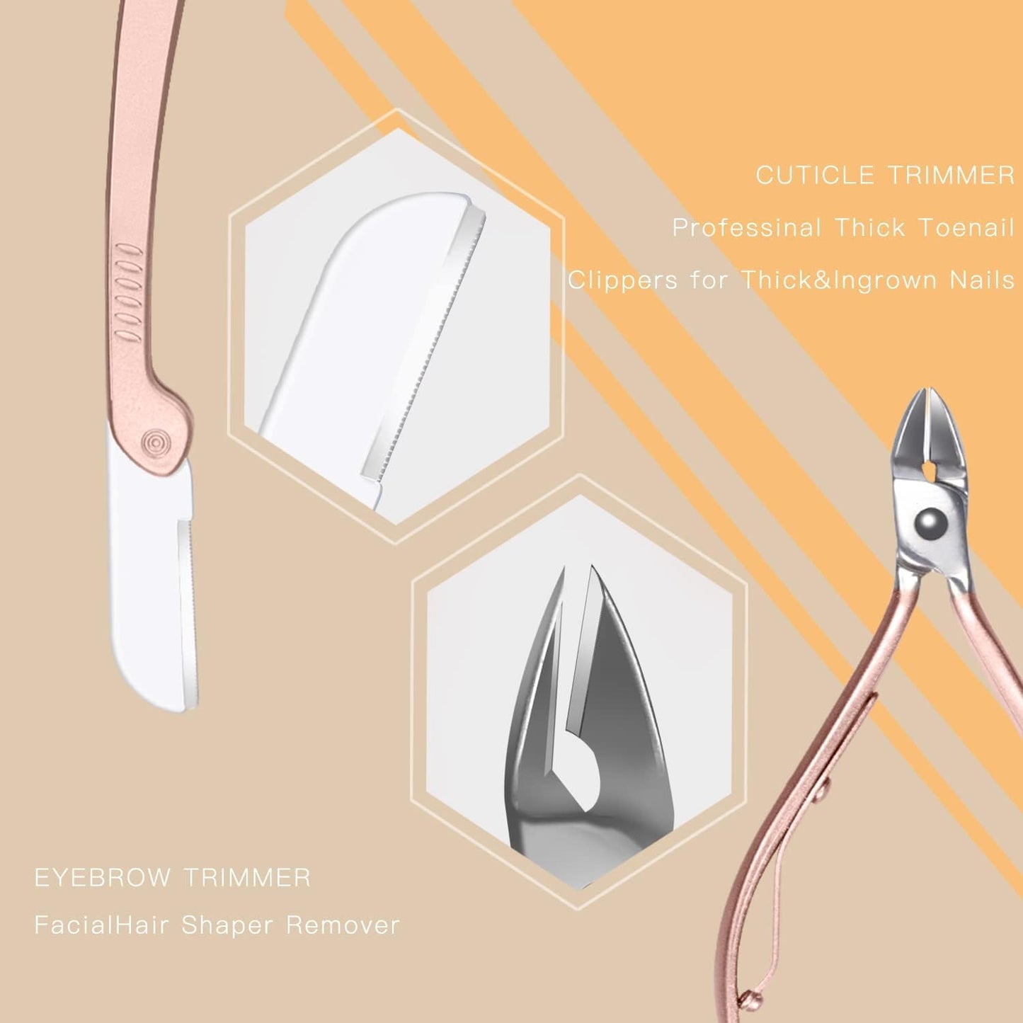 OWill Manicure Set, 18pcs Nail Clippers Pedicure Kit with PU Leather Case Nail Care Kit Professional Tools Gift for Women Wife Girlfriend Parents(Rose Gold)