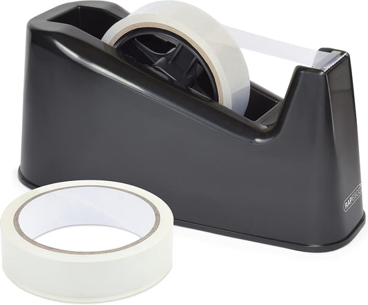 Rapesco 1540 500 Heavy Duty Tape Dispenser with 2 Tape Rolls, Black