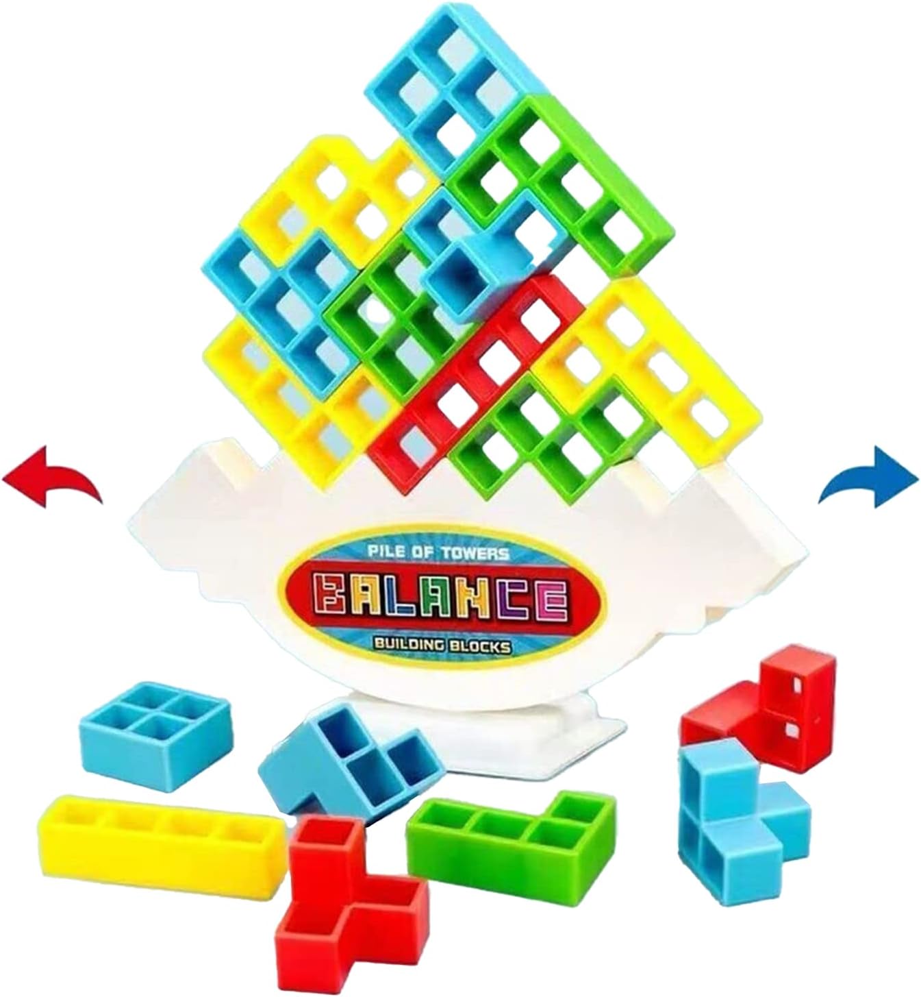 Deyaah 16Pcs Tetra Tower Balance Game, Stacking Blocks Games, Balancing Swing Stacking Fun Toys Building Blocks for Family Games, Parties, Travel, Team Building Blocks Toy