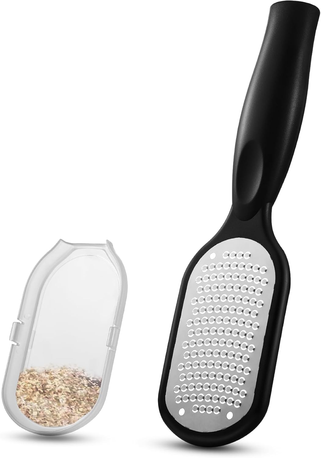 FERYES Foot File Callus Remover with Dead Skin Catcher – The Genius Foot Scrubber for Mess-Free Pedicures, Heel Scraper for Cracked Heel Treatment, Wet & Dry Use Feet Rasp - Black