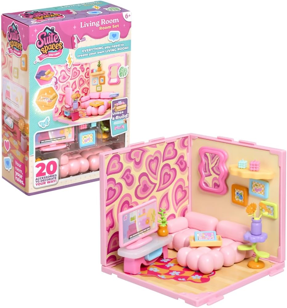 Goliath Suite Spaces - Living Room Set | Your Room, Your Rules! Contains 20 Lounge Themed Accessories | Modular Dolls House Rooms with Customizable Furniture & Decor | For Ages 6+