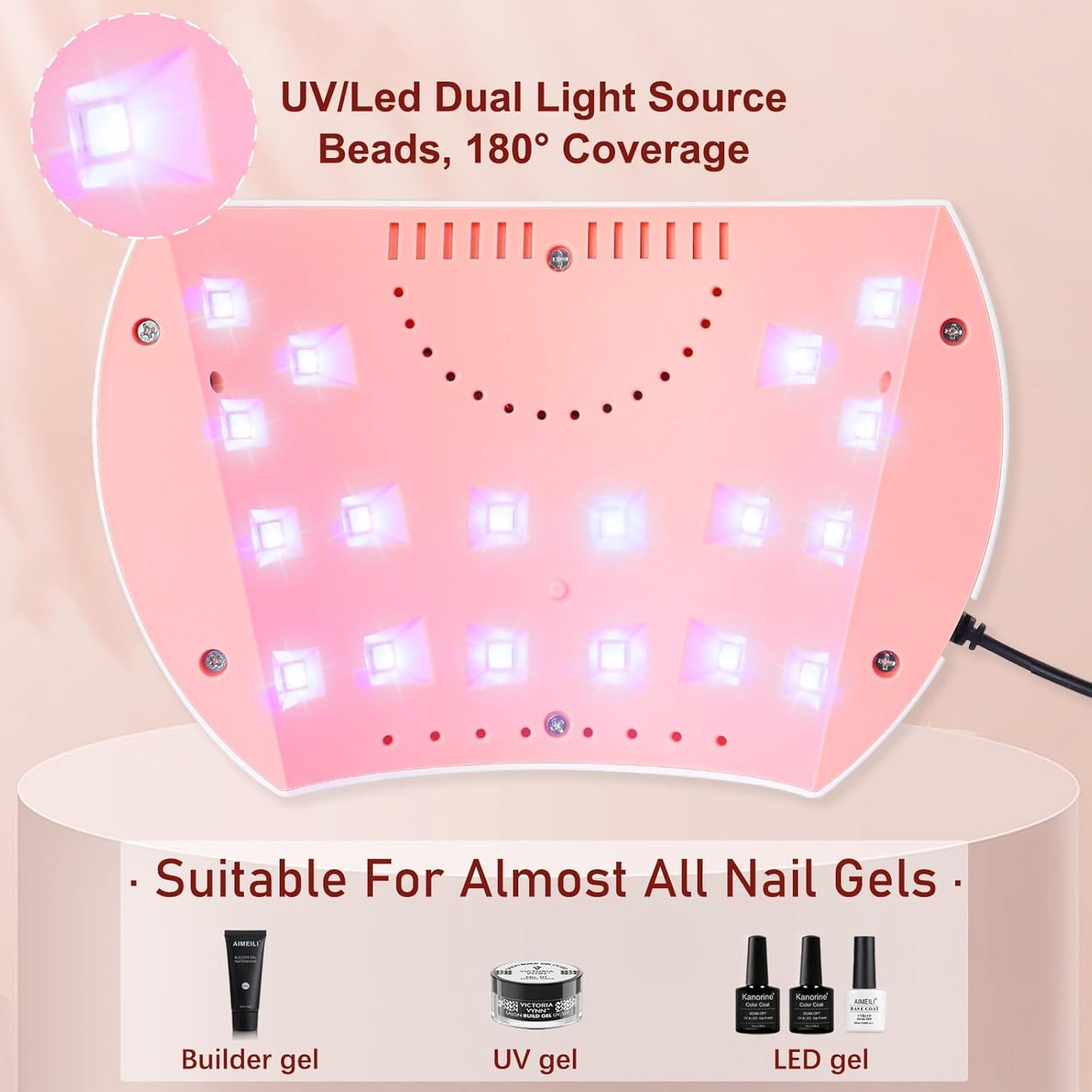 54W UV Nail Lamp with Timer & Auto Sensor – Portable Nail Dryer with LCD Screen and USB Plug for Gel Nails