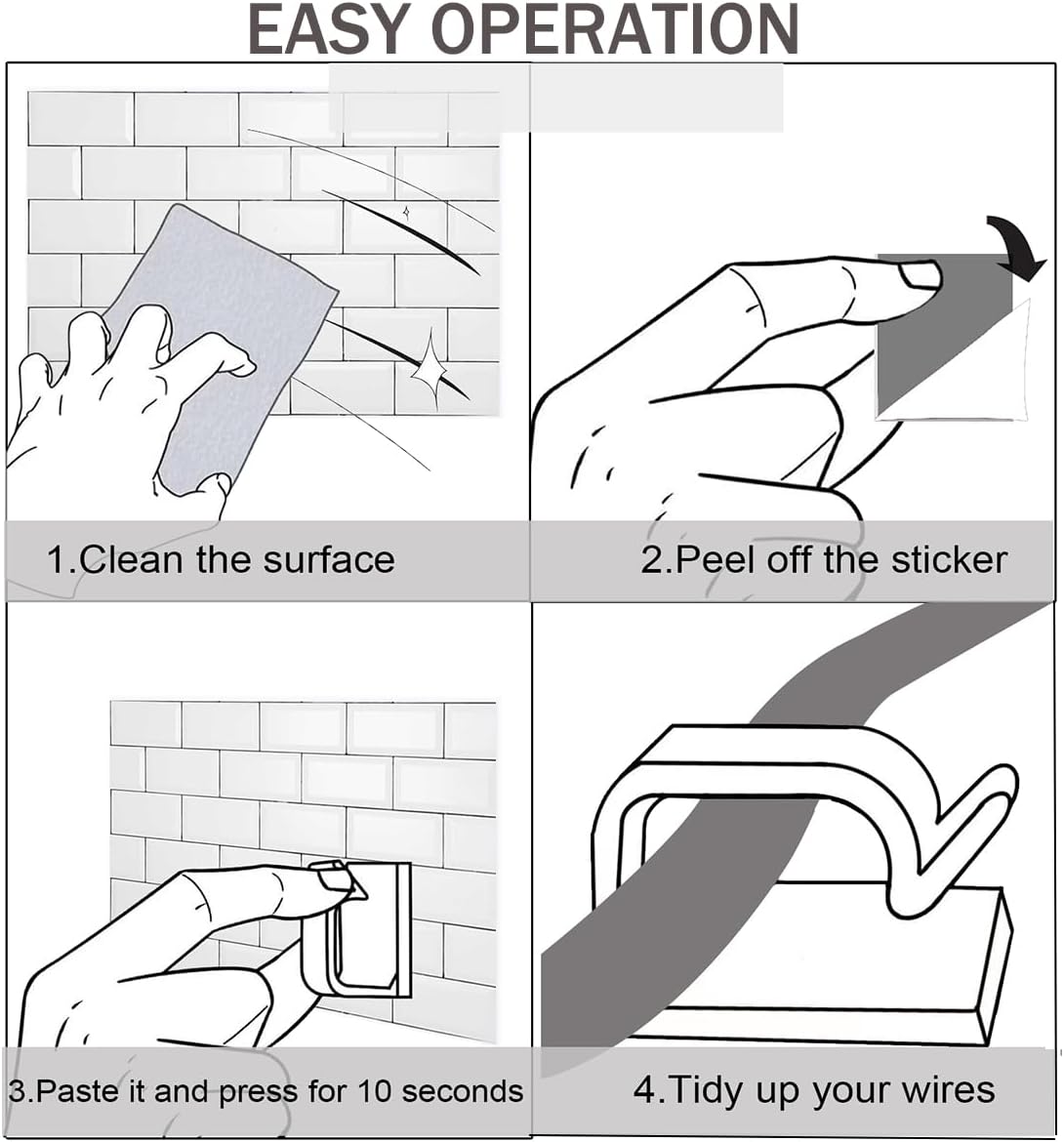 KGROTE 60Pcs Outdoor Light Hooks, Adhesive Fairy Light Clips, Sticky Cable Organizer Holder, Indoor Light Clips for Hanging Christmas Lights, Wall Cable, String Lights, Decorations (Clear, Small)