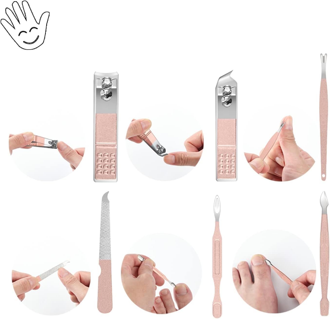 OWill Manicure Set, 18pcs Nail Clippers Pedicure Kit with PU Leather Case Nail Care Kit Professional Tools Gift for Women Wife Girlfriend Parents(Rose Gold)