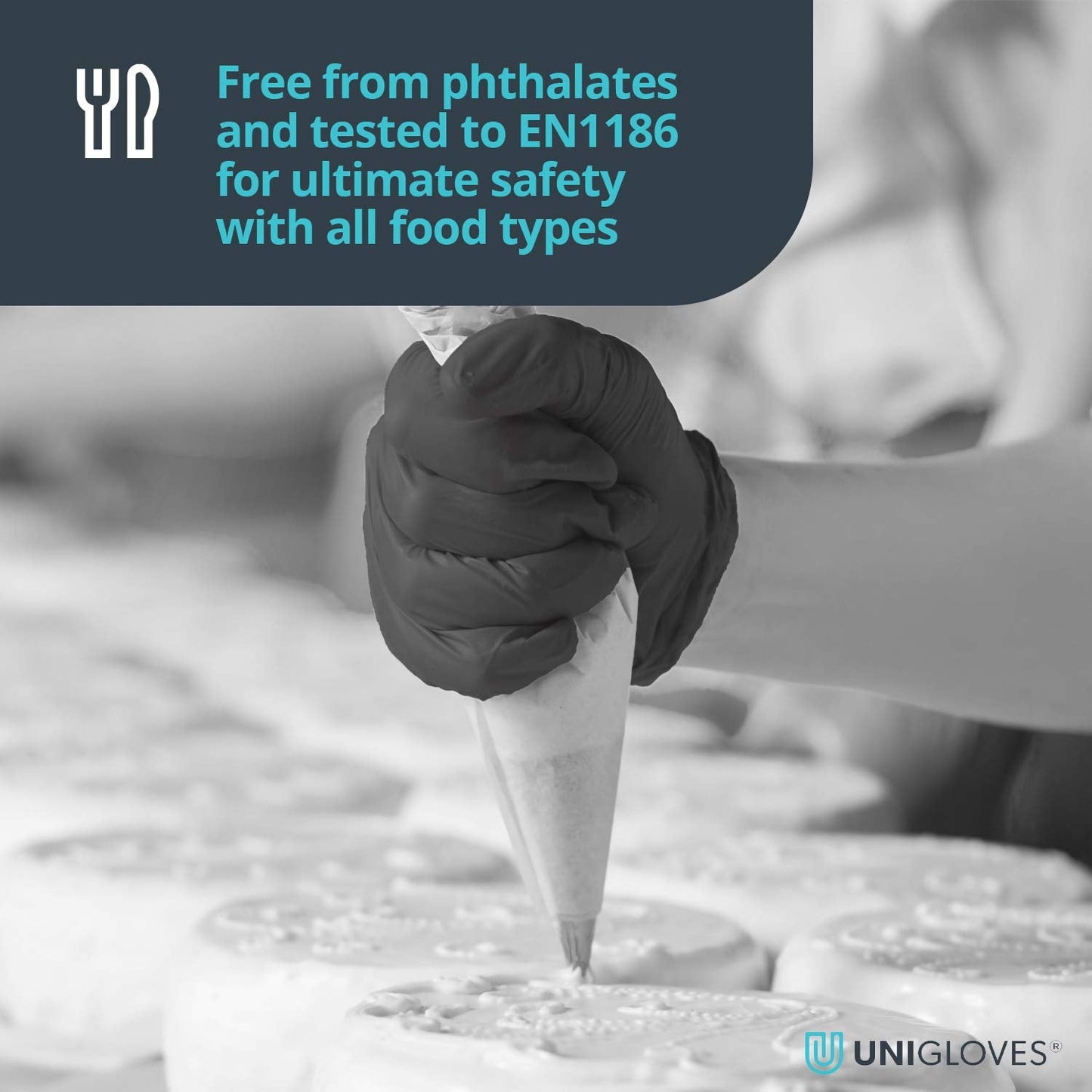 Unigloves Black Pearl Nitrile Examination Gloves - Multipurpose, Powder Free and Latex Free Disposable Gloves - Box of 100 Gloves, Black, Large (GP0034)