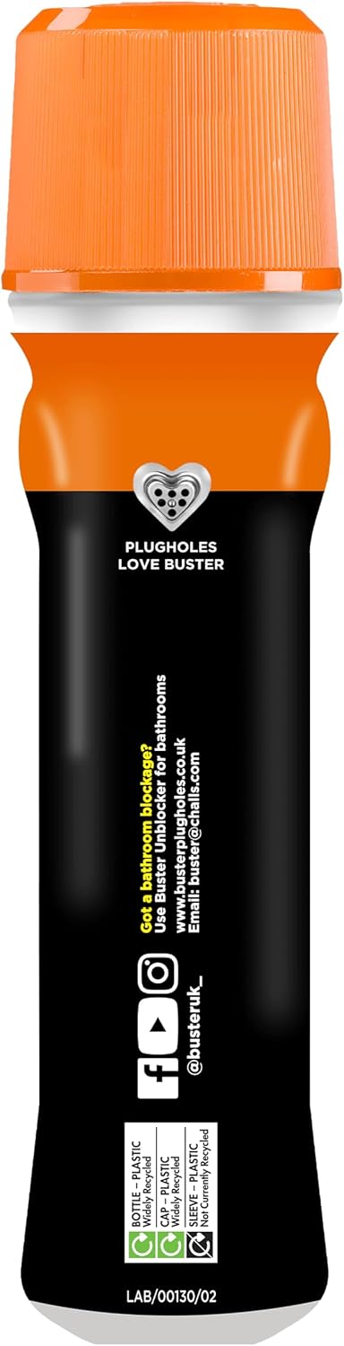 Buster Kitchen Plughole Unblocker 150g, Pack of 3 - Kitchen Drains & Sinks Unblocker, Blasts Fat & Food Debris – Fast Acting Plughole Unclogger, Clears Blockages & Slow-Draining Water