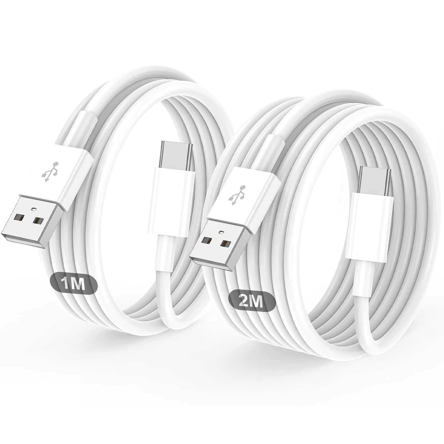 USB C Charger Cable 2 Pack 1M+2M USB to USBC Cable Type C Charger Fast Charging 3A Lead for iPhone 16 15 Pro Max Plus, Samsung Galaxy S25 S24 Ultra, Huawei, Google Pixel, for iPad Air