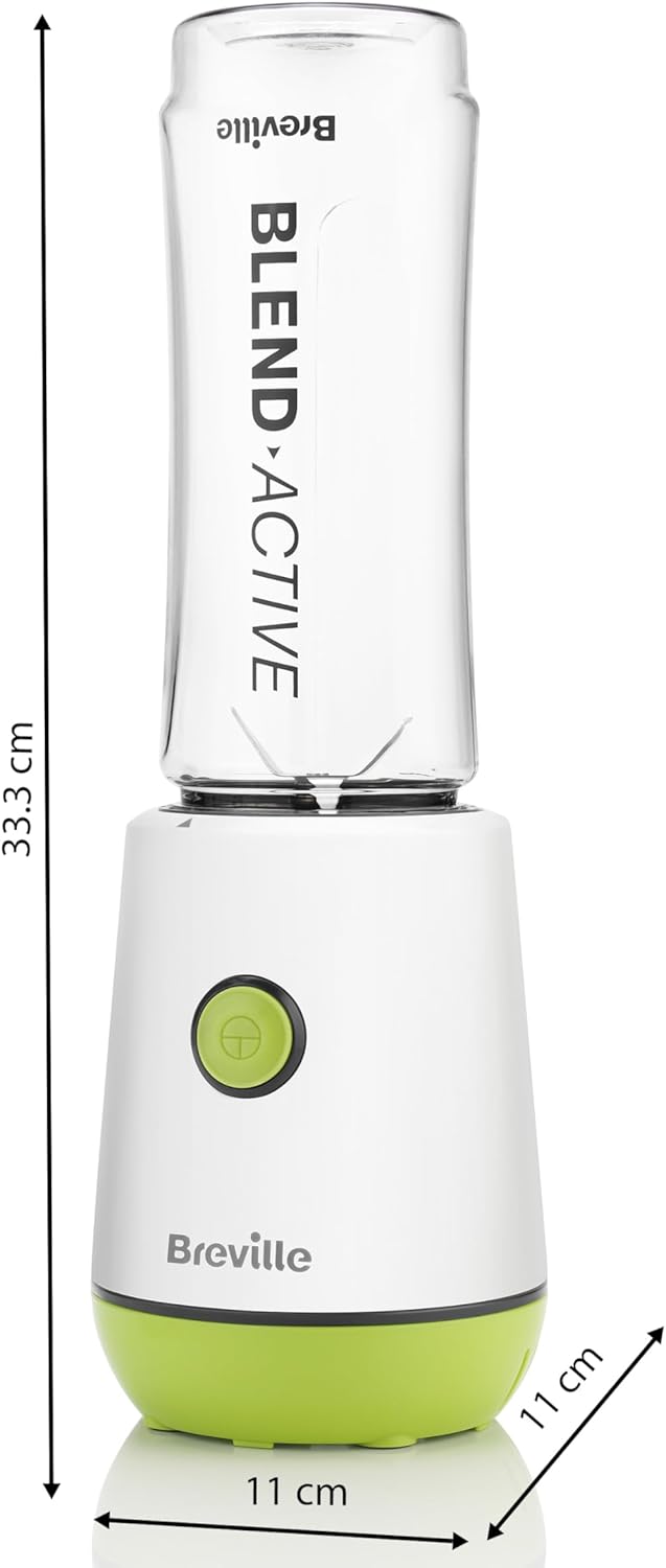 Breville Blend Active Personal Blender & Smoothie Maker | 350W | 2 Portable Blend Active Bottles (600ml) | Leak Proof Lids | White & Green