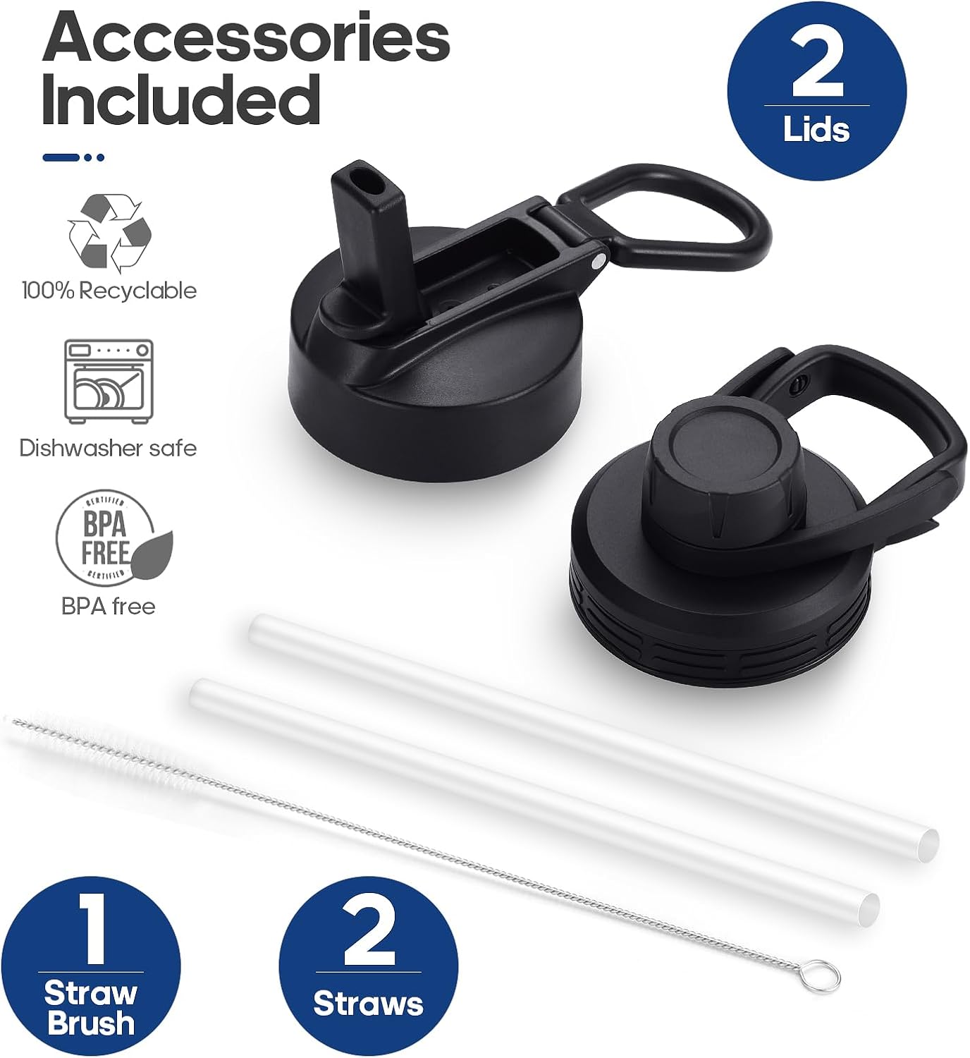 HydroPal Vacuum Insulated Stainless Steel Water Bottle, 1200ml/1000ml/750ml- 2 Lids (Straw Lid and Spout Lid), 2 Straws Water Bottle for 12 Hours Hot & 24 Hours Cold Drinks, Great for Work, Travel