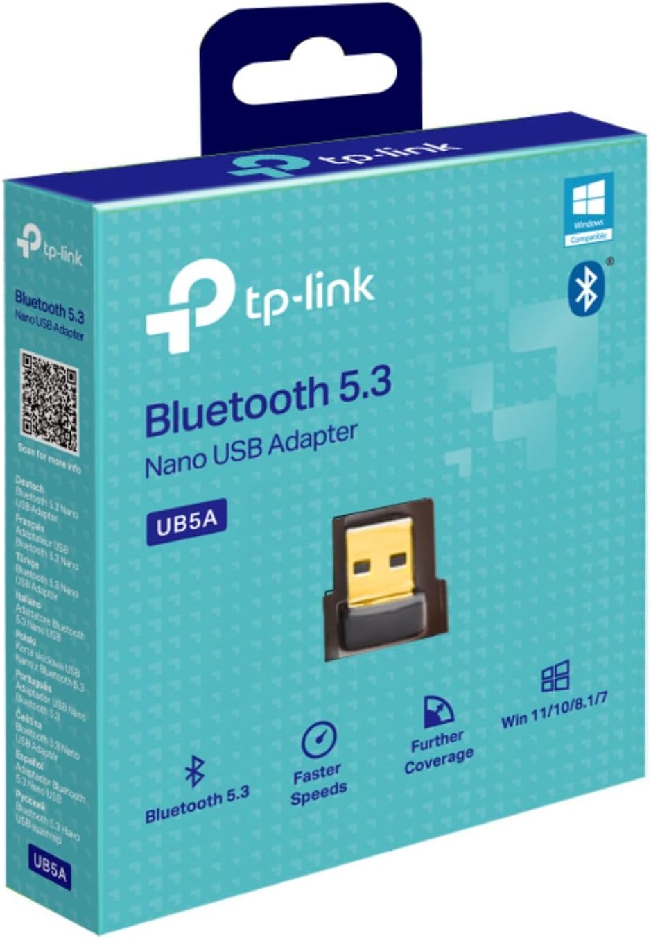 TP-Link UB5A Nano Bluetooth 5.3 USB Adapter for Multiple Devices, Long Range Bluetooth Adapter Compatible with Win 11/10/8.1/7, Dongle/Receiver, Plug & Play
