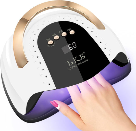 LKE UV Nail Lamp 268W Gel Nail Lamp Nail Dryer UV Lamps for Gel Nails, Professional LED Nail Lamp with Automatic Sensor / 4 Timer Setting, Portable UV/LED Light Home and Salon