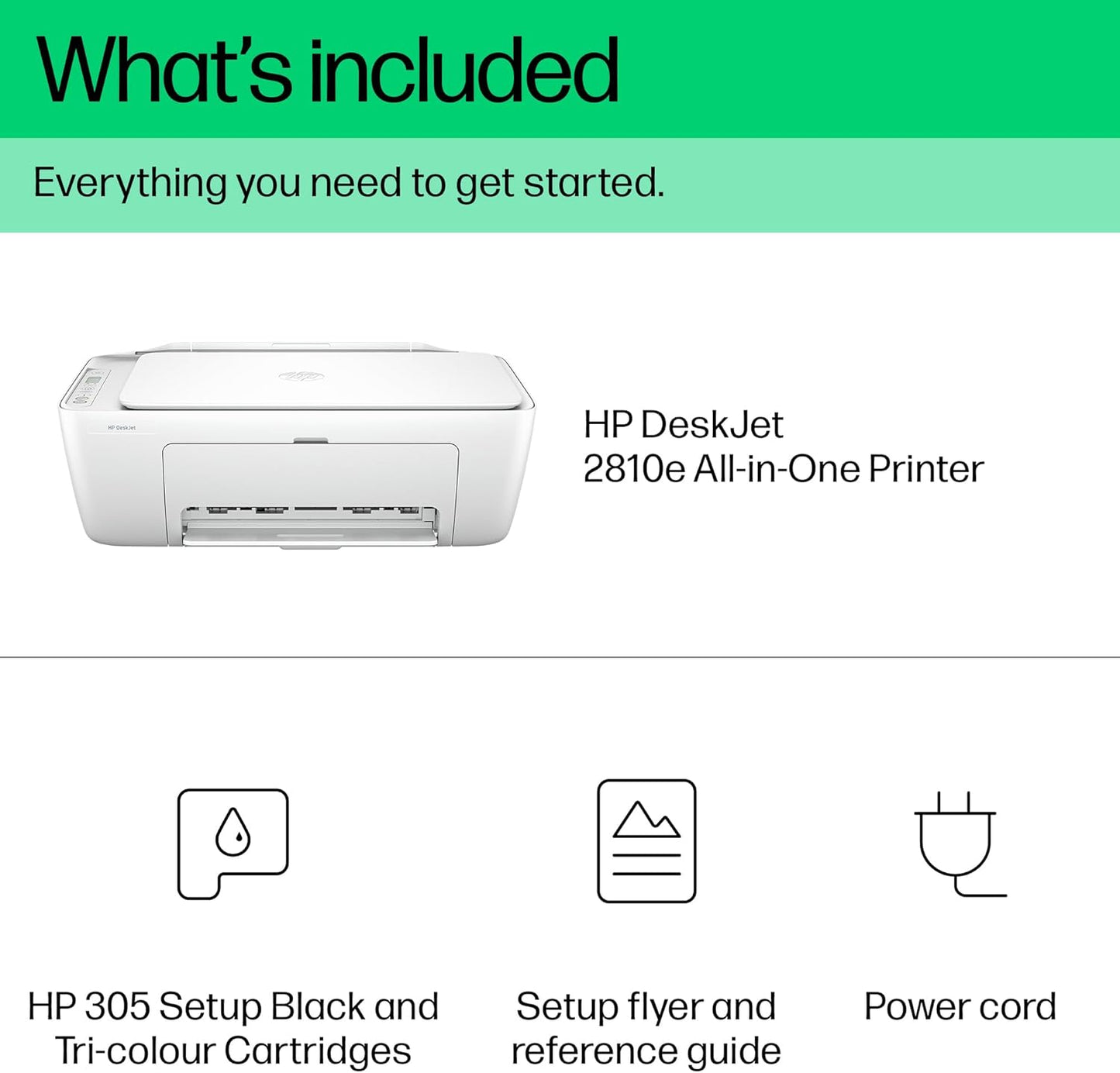 HP DeskJet 2810e All in One Printer | Perfect for Home | Colour | Wireless | Print, Scan & Copy | 3 Months of Instant Ink included Easy Setup & Reliable Wi-Fi | White