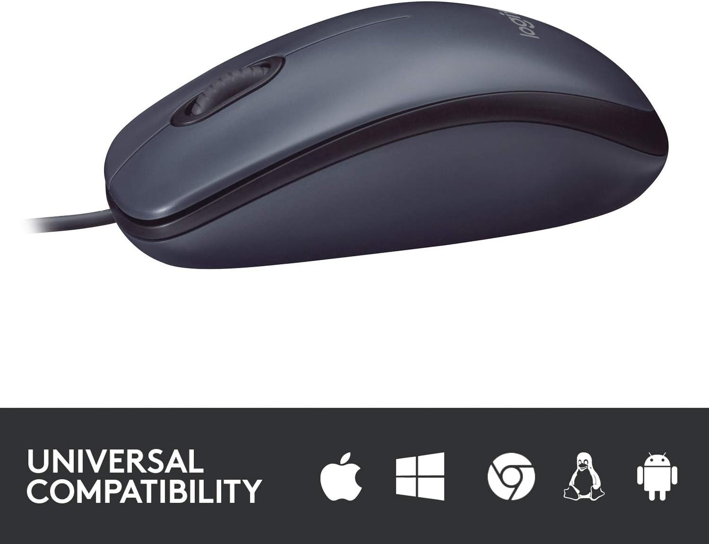 Logitech B100 Wired USB Mouse, 3-Buttons, Optical Tracking, Ambidextrous PC / Mac / Laptop - Black