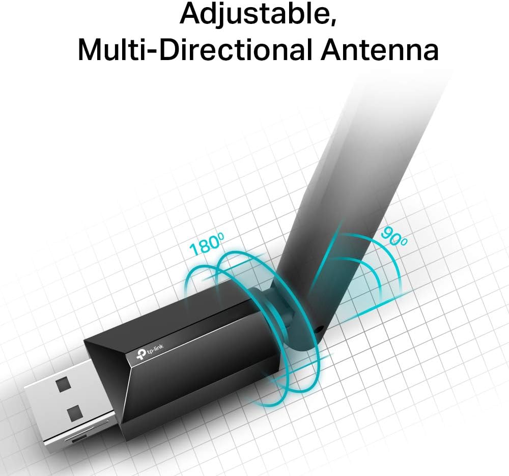 TP-Link Archer T3U Plus WiFi Dongle, AC1300 High Gain Wireless WiFi Adapter, Dual Band USB 3.0 MU-MIMO WiFi Dongle with 5dBi Antenna for PC/Desktop/Laptop, Supports Windows 11/10/8.1/8/7XP, Mac OS