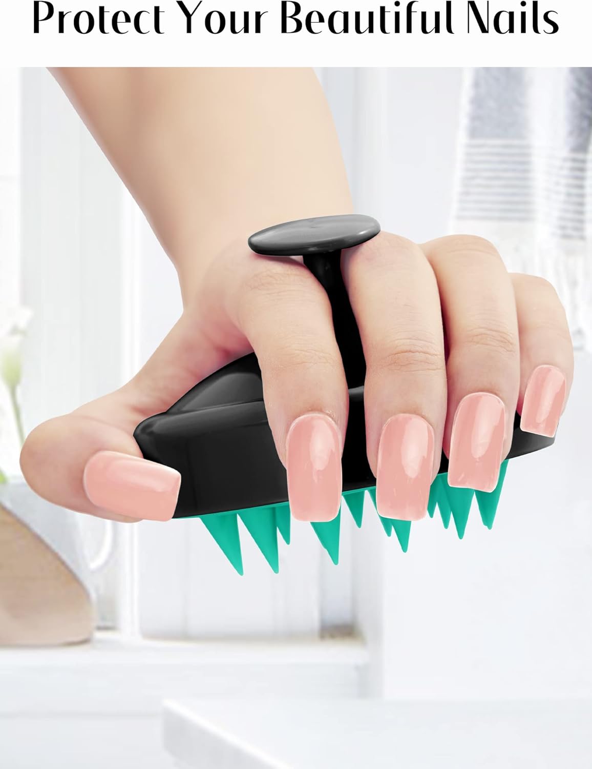 HEETA Scalp Massager Hair Growth, Shampoo Brush with Soft Silicone Bristles for Hair Care and Head Relaxation, Ergonomic Scalp for Women/Men/Pet-Black&Turquoise