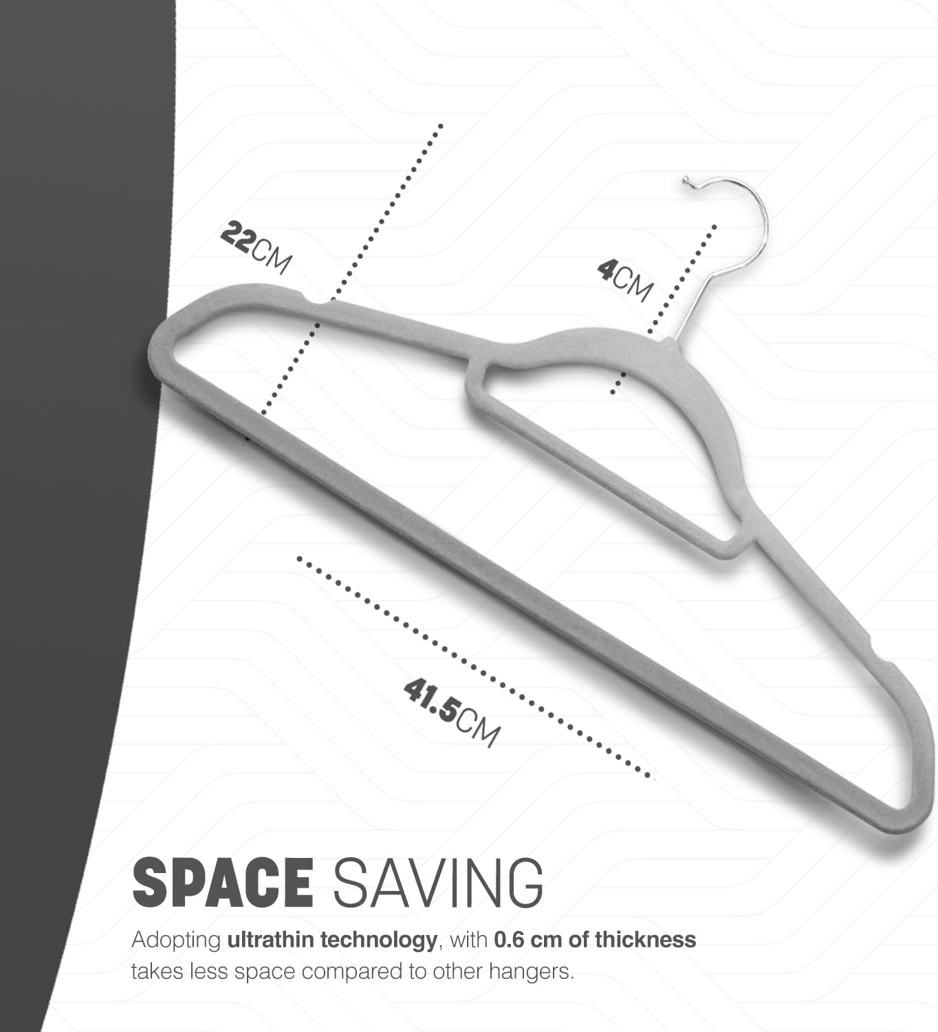 KEPLIN Velvet Hangers 20 Pack - Non-Slip Clothes Hangers with Tie Bar & 360° Hook - Durable & Sturdy, Space-Saving Wardrobe Organisers for Suits, Jackets & Clothes- Home Storage Solution (Grey)