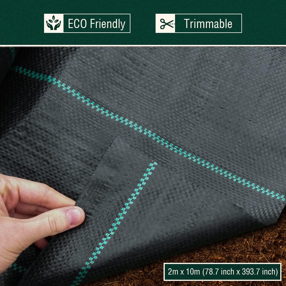 ANSIO Weed Membrane, Weed Control Membrane 2Mx10M, Weed Control Fabric,Ground cover, UV stabilised Weed Barrier Fabric. Ideal for use in Patios, Garden, Flower beds, Landscaping -Weed suppressant