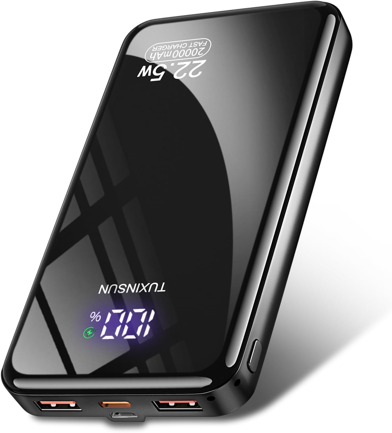 20,000mAh Portable Power Bank – 22.5W Fast Charging with PD3.0 & QC4.0, USB-C Charger with LCD Display, 3 Outputs & 2 Inputs – Perfect for Smartphones and Outdoor Use (Black)