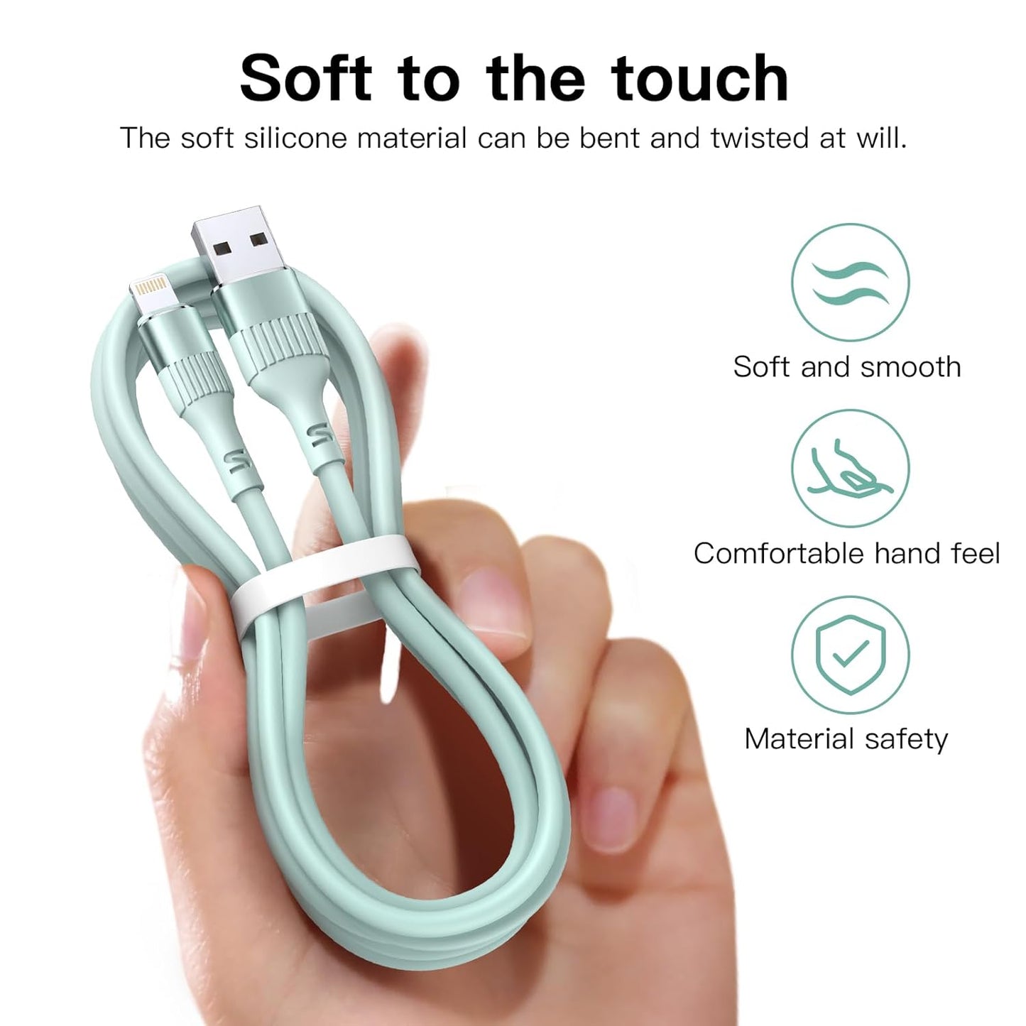 Ankoda iPhone Charger Cable,4Pack 3FT/1M MFi Certified iPhone Fast Charging Cable TPE USB to Lightning Cable Compatible with iPhone 14 13 12 11 Pro Max XR XS X 8 7 6 Plus 5 5S SE