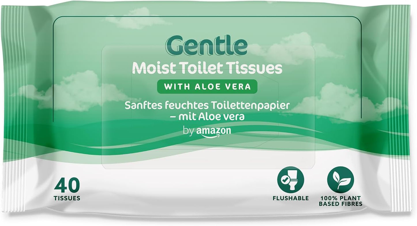 Gentle Moist Toilet Tissues with Aloe Vera, Flushable, 240 Count (6 Packs of 40 sheets) (Previously Presto!)